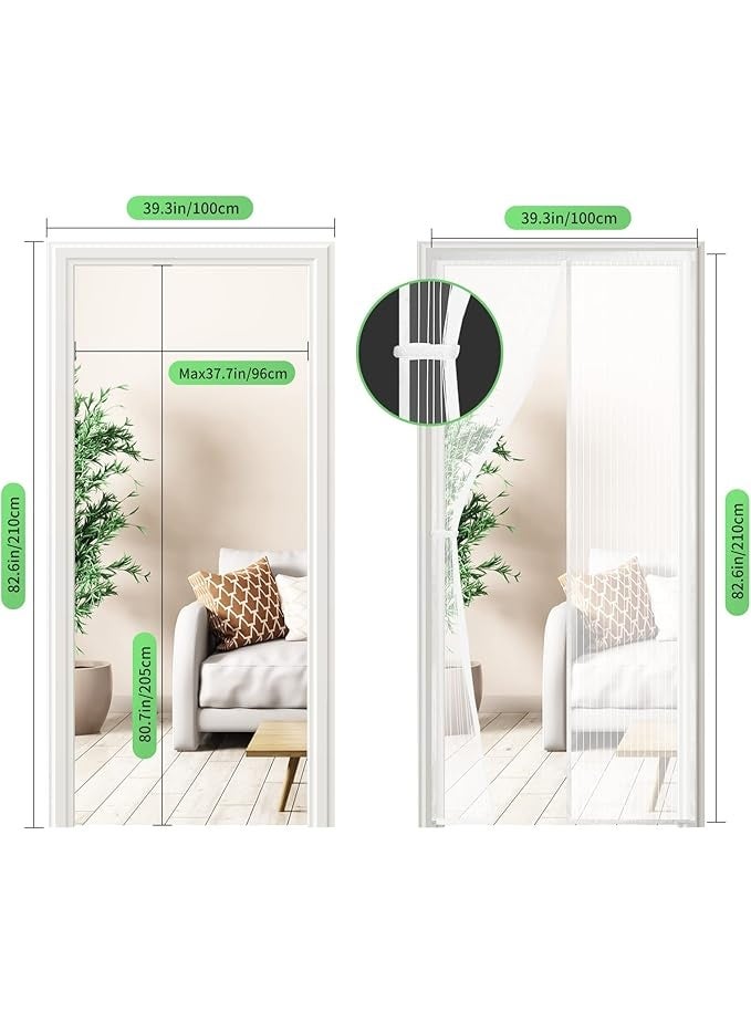 DUNISO Magic Mesh Magnet Fly Screen Door with Tie, 100x210cm Anti Mosquito Mesh Net,Reinforced with Full Frame  Magic Tape and Special Windproof Design,Insect Protection Door no Gap, Easy to Install Without Drilling (White) - Image 4